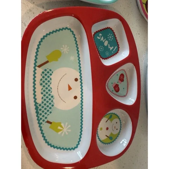 Set of 4 Kids Divided Food Plates/Trays Animals Alphabet ~ Fox/Bear/Owl - New‎ - Picture 2 of 10